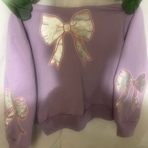 Purple Sweatshirt with Silver Bow Accents NWT Kids 4T